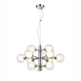 Photograph: Franklite Bubble Polished Chrome 12 Light Pendant Complete With Clear/Frosted Glasses