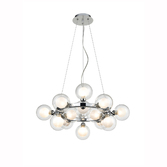 Photograph: Franklite Bubble Polished Chrome 15 Light Pendant Complete With Clear/Frosted Glasses