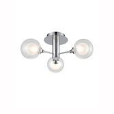 Photograph: Franklite Bubble Polished Chrome 3 Light Flush Ceiling Light Complete With Clear/Frosted Glasses