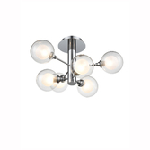 Photograph: Franklite Bubble Polished Chrome 6 Light Flush Ceiling Light Complete With Clear/Frosted Glasses