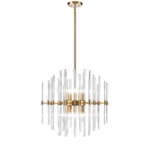 Photograph: Franklite Celestial 10 Light Large Pendant In Aged Brass With Clear Glass Rods