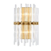 Photograph: Franklite Celestial Wall Light In Aged Brass With Clear Glass Rods