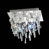 Photograph: Franklite CF5721 350mm Square Polished Chrome 4 Light Flush Crystal Ceiling Light - IP44