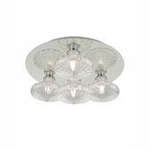 Photograph: Franklite CF5777/989 Flush Polished Chrome Bathroom Ceiling Light Complete With Clear Glasses- IP44