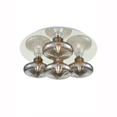 Photograph: Franklite CF5777/990 Flush Polished Chrome Bathroom Ceiling Light Complete With Smoked Glasses- IP44