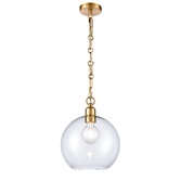 Photograph: Franklite Chalice Single Pendant In Aged Brass With Clear Glass Globe