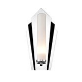 Photograph: Franklite Chrysler Art Deco Chrome/Black Chrome Bathroom Wall Sconce Complete WIth Opal Glass Cylinder - IP44
