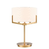 Photograph: Franklite Clifton 3 Light Table lamp In Aged Brass With Cream Fabric Shade