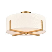 Photograph: Franklite Clifton 4 Light Flush Ceiling Light In Aged Brass With Cream Fabric Shade