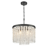 Photograph: Franklite Coral Matt Black Round Crystal 6 Light Pendant 400mm