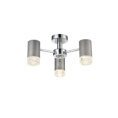 Photograph: Franklite Cordelia Brushed Silver And Polished Chrome 3 Light Semi-Flush Ceiling Light With Clear Textured Glasses