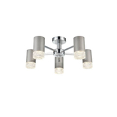 Photograph: Franklite Cordelia Brushed Silver And Polished Chrome 5 Light Semi-Flush Ceiling Light With Clear Textured Glasses