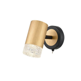 Photograph: Franklite Cordelia Satin Brushed Gold And Matt Black Adjustable Wall Light Complete With Clear Textured Glass - Switched