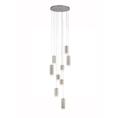 Photograph: Franklite Cordelia Satin Brushed Silver 9 Light Cluster Pendant Light Complete With Clear Textured Glasses