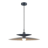 Photograph: Franklite Cymbal Pendant In Matt Black With Brushed Gold Interior