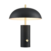 Photograph: Franklite Dawn Matt Black And Satin Brass Table Lamp Complete With Dimmer