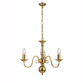 Photograph: Franklite Delft Polished Brass 3 Light Chandelier