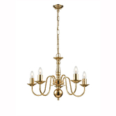 Photograph: Franklite Delft Polished Brass 5 Light Chandelier