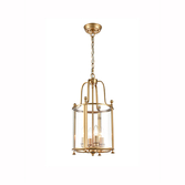Photograph: Franklite Drayton 4 Light Contemporary Ceiling Lantern Light In Antique Gold Finish Complete With Clear Glass