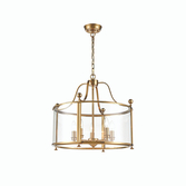 Photograph: Franklite Drayton 5 Light Contemporary Ceiling Lantern Light In Antique Gold Finish Complete With Clear Glass