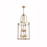 Photograph: Franklite Drayton Large 8 Light Contemporary Ceiling  Lantern Light In Antique Gold Finish Complete With Clear Glass