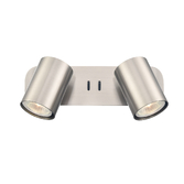 Photograph: Franklite Duet Satin Nickel Adjustable Twin Spotlight - Switched