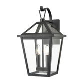 Photograph: Franklite Dusk Exterior Pendant Light In Matt Black Complete With Clear Glass Panels - IP44