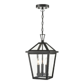 Photograph: Franklite Dusk Extra Large Matt Black Exterior Wall Lantern Light Complete With Clear Glass Panels - IP44