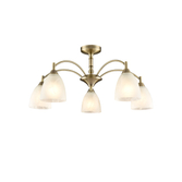 Photograph: Franklite Emmy Bronze Semi-Flush 5 Light Ceiling Light Complete With Alabaster Effect Glasses