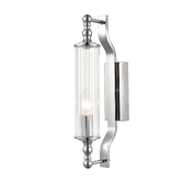 Photograph: Franklite Empire Chrome Art Deco Bathroom Wall Light Complete With Ribbed Cyclinder Glass - IP44