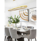 Photograph: Franklite Eternity Satin Brass Dimmable Led Linear Ring Light - 800mm - 3000K