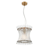 Photograph: Franklite Ethereal Aged Brass 1 Light Pendant Complete With Clear Glass Rods - 265mm
