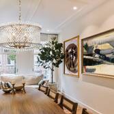 Photograph: Franklite Ethereal Aged Brass 6 Light Pendant Complete With Clear Glass Rods - 500mm