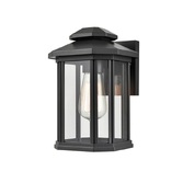 Photograph: Franklite Fenestra Downward Facing Exterior Wall Light In Charcoal Finish Complete With Raindrop Effect Glass - IP44