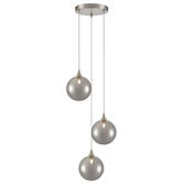 Photograph: Franklite Galaxy 3 Light Satin Nickel Finish Cluster Pendant Complete With Round Smoked Glasses