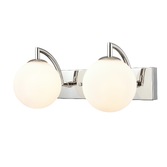 Photograph: Franklite Globe Double Bathroom Wall Light In Polished Nickel With Opal Glass Globes - IP44