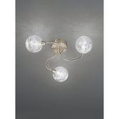 Photograph: Franklite Gyro 3 Light Flush Ceiling Light In Bronze Complete With Clear Glass