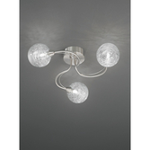 Photograph: Franklite Gyro 3 Light Flush Ceiling Light In Satin Nickel Complete With Clear Glass