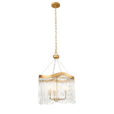 Photograph: Franklite Harp Aged Brass 3 Light Pendant With Clear Glass Rods - 410mm