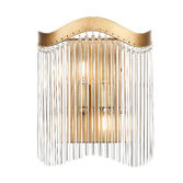 Photograph: Franklite Harp Aged Brass Clear Glass Wall Light
