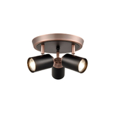 Photograph: Franklite Hollywood Two Tone Matt Black And Copper Adjustable Round Triple Ceiling Spotlight