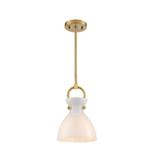 Photograph: Franklite Horizon Pendant Brushed Brass With Opal Glass