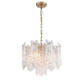 Photograph: Franklite Icicle 5 Light Pendant In Aged Brass With Icicle Shaped Glass Panels