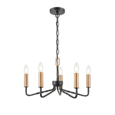 Photograph: Franklite Kasteel 5 Light Dark Antique Bronze/Brushed Brass Two Tone Chandelier Light With Twisted Arms