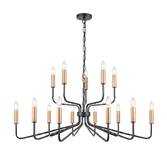 Photograph: Franklite Kasteel Extra Large Two Tier 15 Light Dark Antique Bronze/Brushed Brass Two Tone Chandelier Light With Twisted Arms