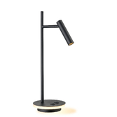Photograph: Franklite Lewis Matt Black Adjustable Desk Lamp, C/w Illuminated Base - Switched - 3000K
