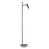 Photograph: Franklite Lewis Matt Black Adjustable Reading Floor Lamp, C/w Illuminated Base - Switched - 3000K