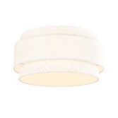 Photograph: Franklite Melissa 6 Light Double Tier Flush Ceiling Light Cream Textured Fabric With Acrylic Diffuser