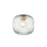 Photograph: Franklite Mezcla 385 Clear Pumpkin Ribbed Glass - 200mm Diameter - Glass Only