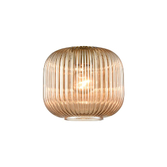 Photograph: Franklite Mezcla 387 Amber Pumpkin Ribbed Glass - 200mm Diameter - Glass Only